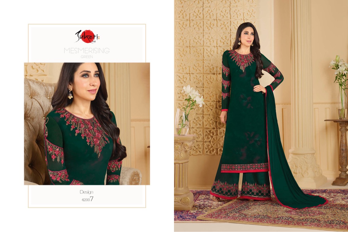 Parina By Suhati Fab 42003 To 42011 Series Beautiful Suits Stylish Colorful Fancy Party Wear & Ethnic Wear Faux Georgette Inner Printed Dresses At Wholesale Price