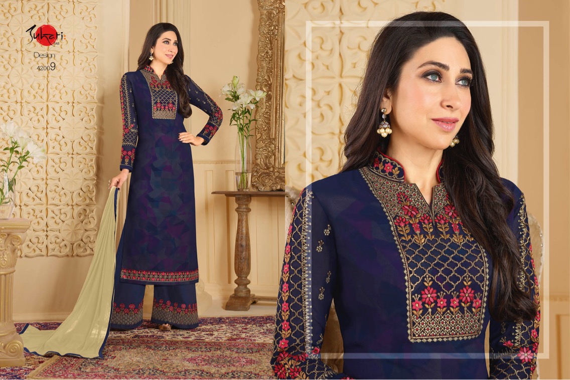 Parina By Suhati Fab 42003 To 42011 Series Beautiful Suits Stylish Colorful Fancy Party Wear & Ethnic Wear Faux Georgette Inner Printed Dresses At Wholesale Price