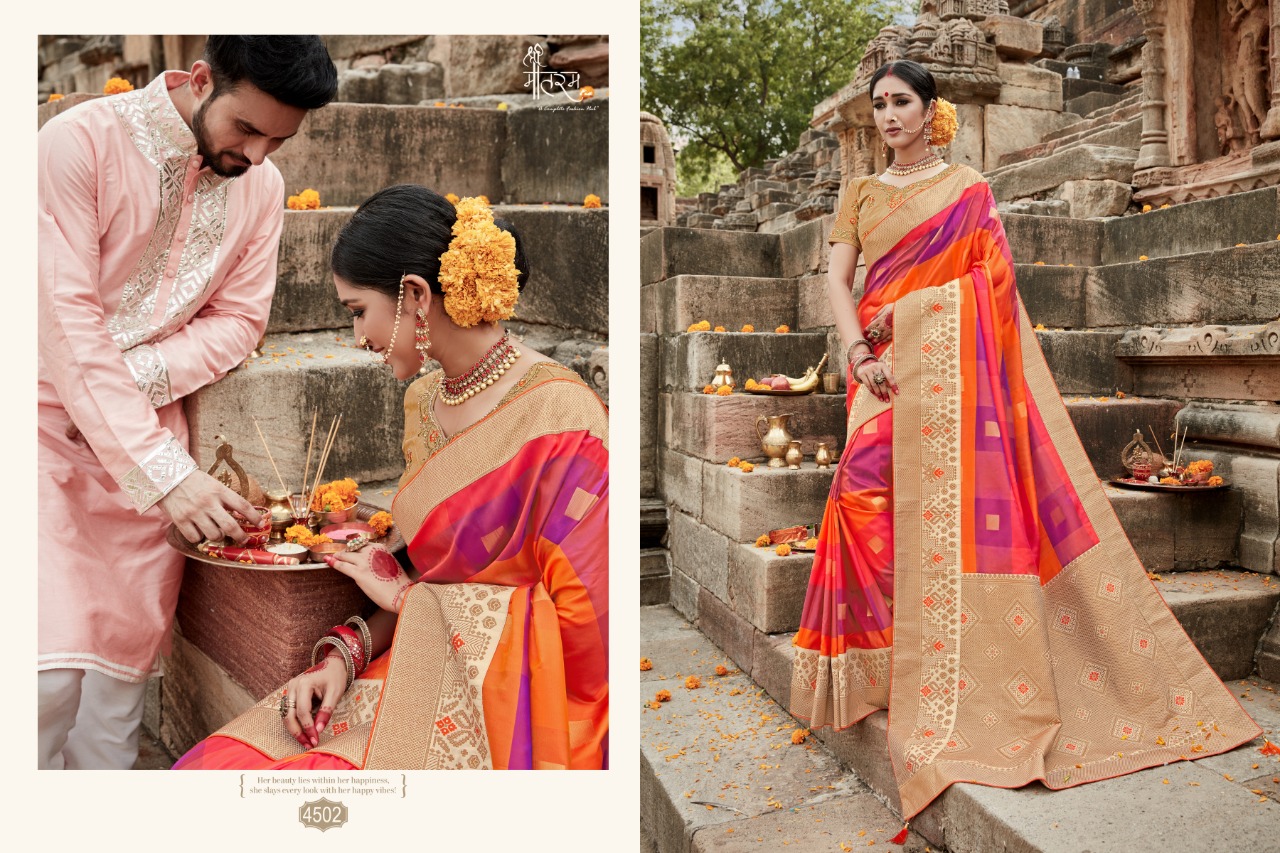Parinay Bandhan By Shree Mataram 4501 To 4509 Series Indian Traditional Wear Collection Beautiful Stylish Fancy Colorful Party Wear & Occasional Wear Silk Jacquard Work Sarees At Wholesale Price