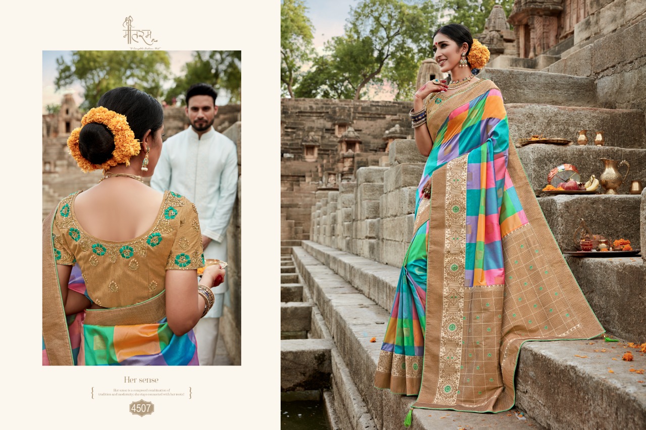 Parinay Bandhan By Shree Mataram 4501 To 4509 Series Indian Traditional Wear Collection Beautiful Stylish Fancy Colorful Party Wear & Occasional Wear Silk Jacquard Work Sarees At Wholesale Price