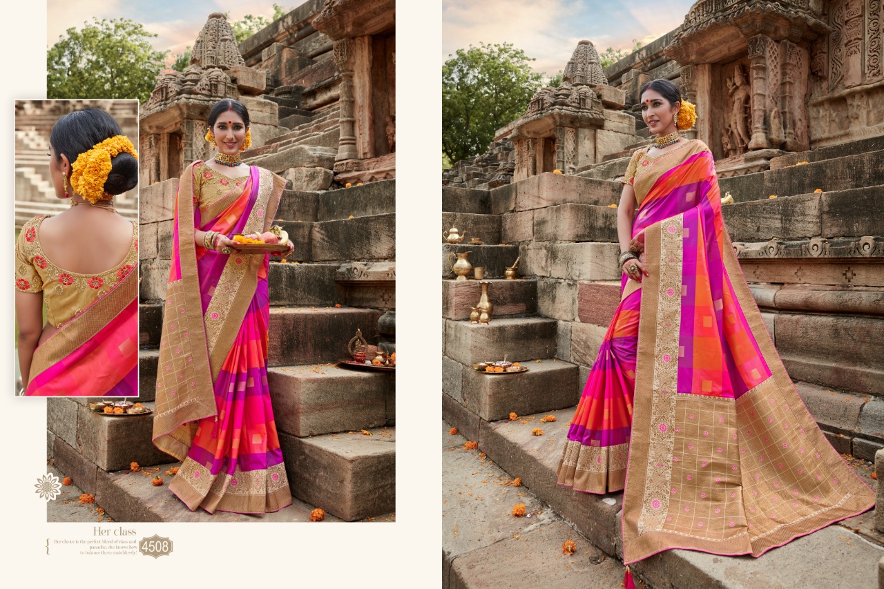 Parinay Bandhan By Shree Mataram 4501 To 4509 Series Indian Traditional Wear Collection Beautiful Stylish Fancy Colorful Party Wear & Occasional Wear Silk Jacquard Work Sarees At Wholesale Price