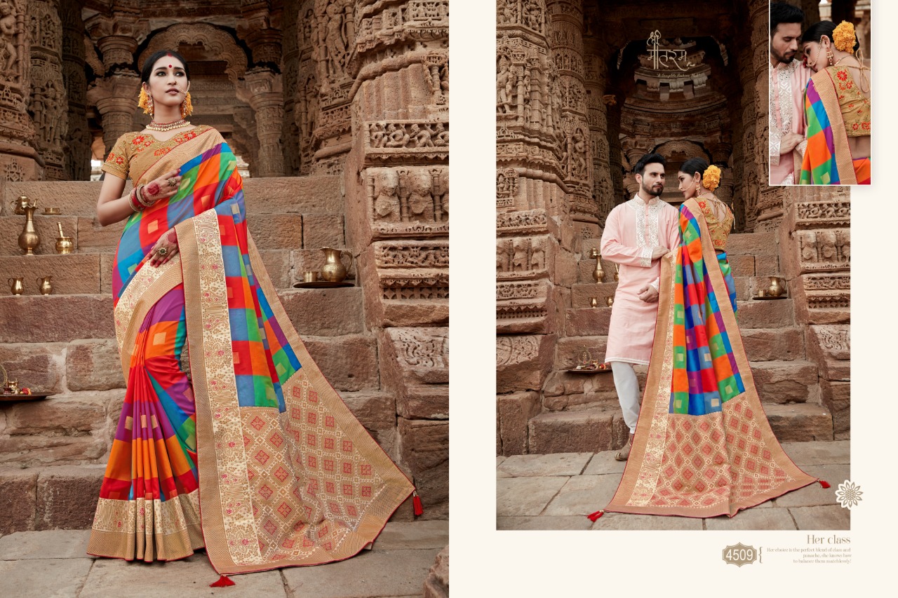 Parinay Bandhan By Shree Mataram 4501 To 4509 Series Indian Traditional Wear Collection Beautiful Stylish Fancy Colorful Party Wear & Occasional Wear Silk Jacquard Work Sarees At Wholesale Price