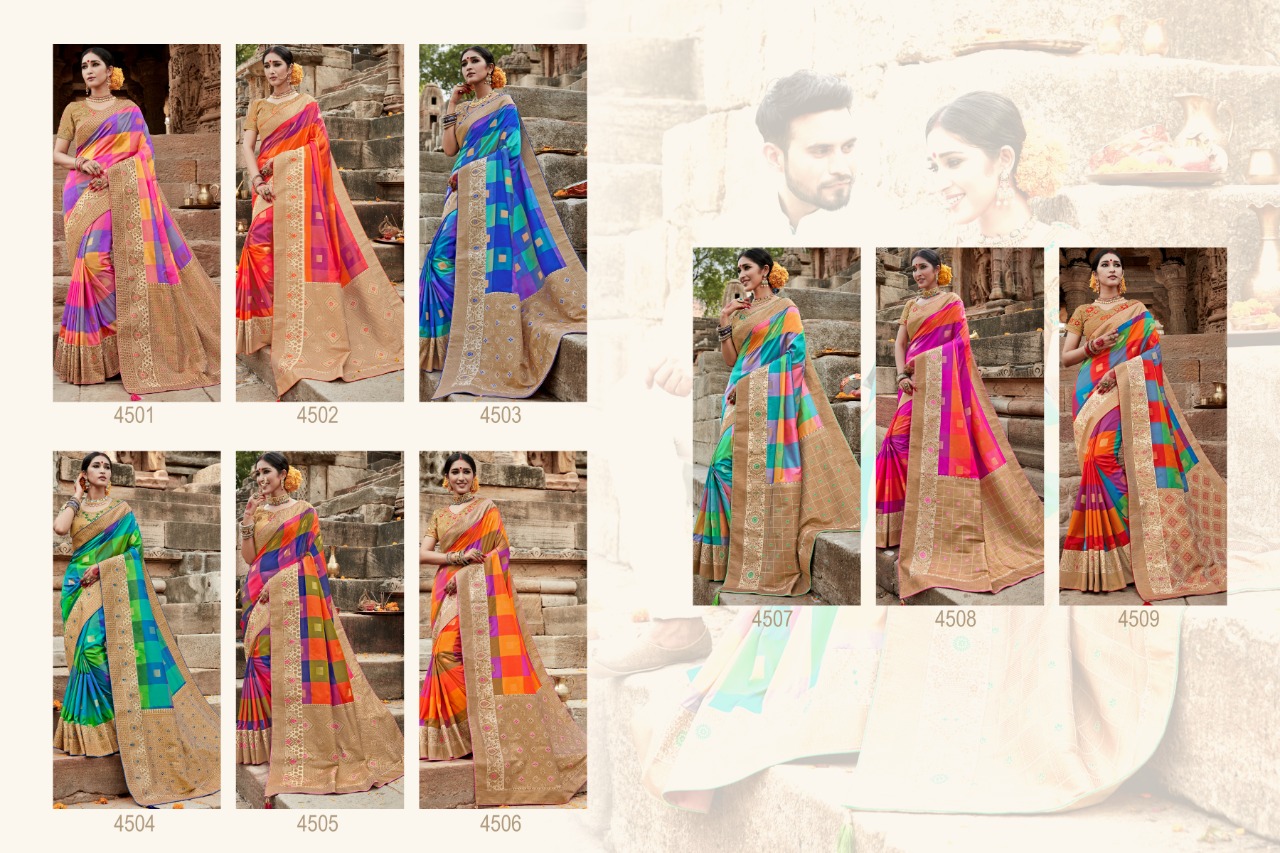 Parinay Bandhan By Shree Mataram 4501 To 4509 Series Indian Traditional Wear Collection Beautiful Stylish Fancy Colorful Party Wear & Occasional Wear Silk Jacquard Work Sarees At Wholesale Price