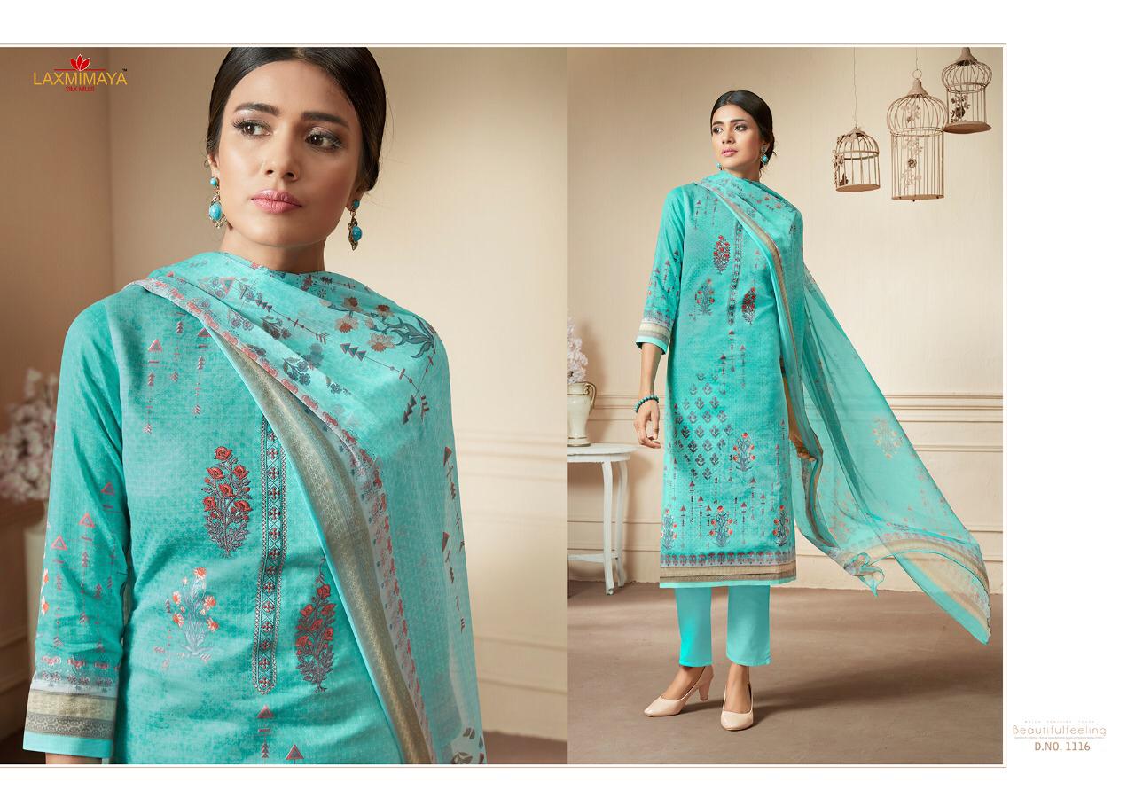 Parnika By Laxmimaya Silk Mills 1111 To 1120 Series Designer Suits Beautiful Stylish Fancy Colorful Party Wear & Occasional Wear Pure Cotton Satin Digital Style Print With Exclusive Neck Embroidery Work Dresses At Wholesale Price