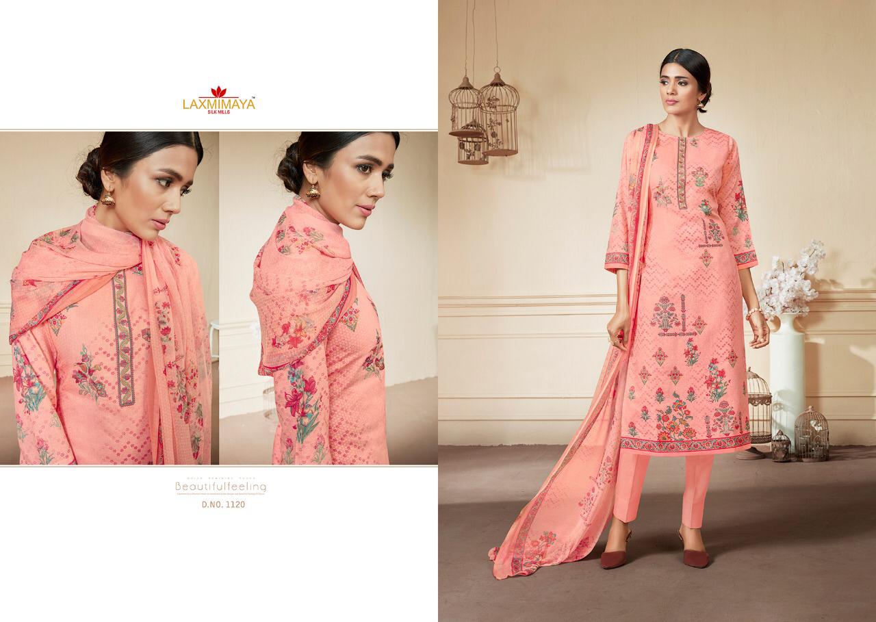 Parnika By Laxmimaya Silk Mills 1111 To 1120 Series Designer Suits Beautiful Stylish Fancy Colorful Party Wear & Occasional Wear Pure Cotton Satin Digital Style Print With Exclusive Neck Embroidery Work Dresses At Wholesale Price