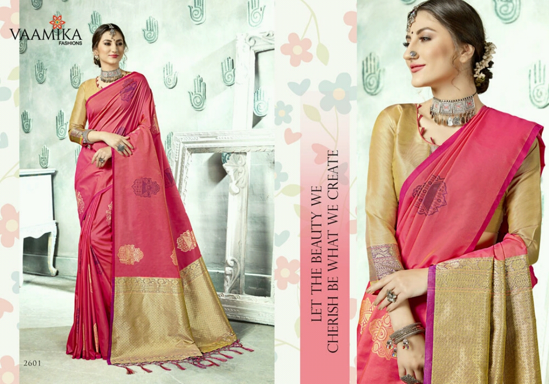 Parnika Silk By Vaamika Fashion 2601 To 2610 Series Designer Beautiful Wedding Collection Colorful Fancy Party Wear & Occasional Wear Silk Sarees At Wholesale Price