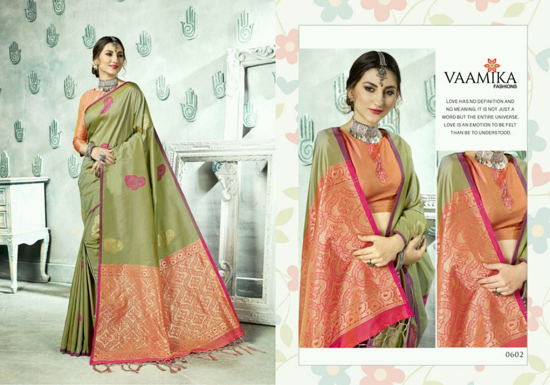 Parnika Silk By Vaamika Fashion 2601 To 2610 Series Designer Beautiful Wedding Collection Colorful Fancy Party Wear & Occasional Wear Silk Sarees At Wholesale Price