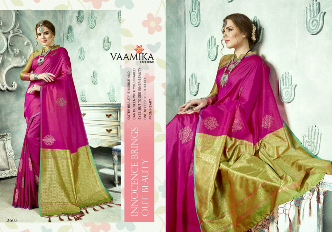 Parnika Silk By Vaamika Fashion 2601 To 2610 Series Designer Beautiful Wedding Collection Colorful Fancy Party Wear & Occasional Wear Silk Sarees At Wholesale Price
