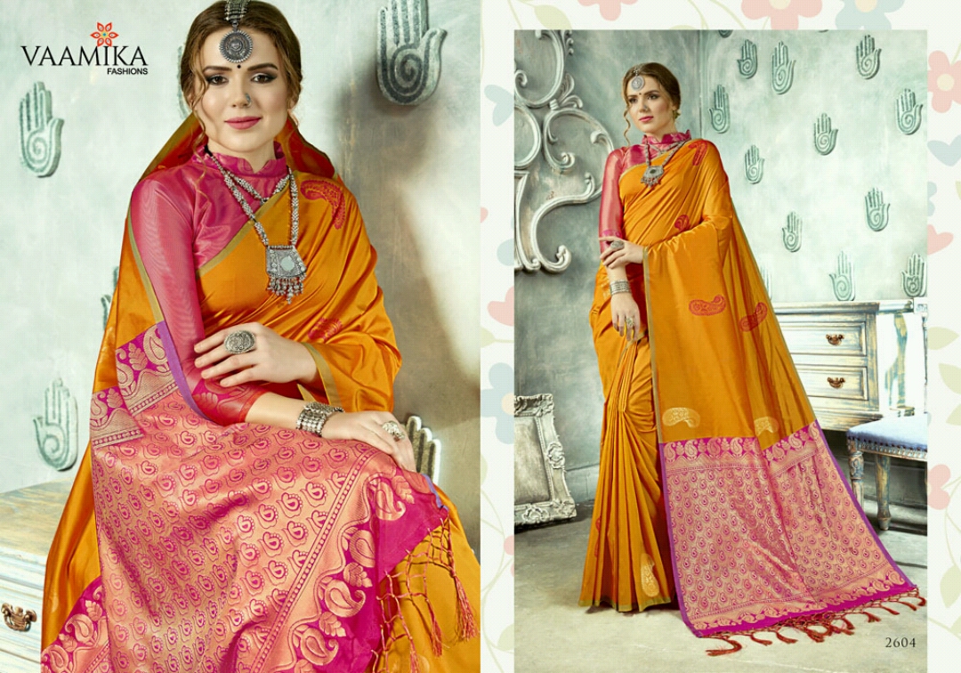 Parnika Silk By Vaamika Fashion 2601 To 2610 Series Designer Beautiful Wedding Collection Colorful Fancy Party Wear & Occasional Wear Silk Sarees At Wholesale Price