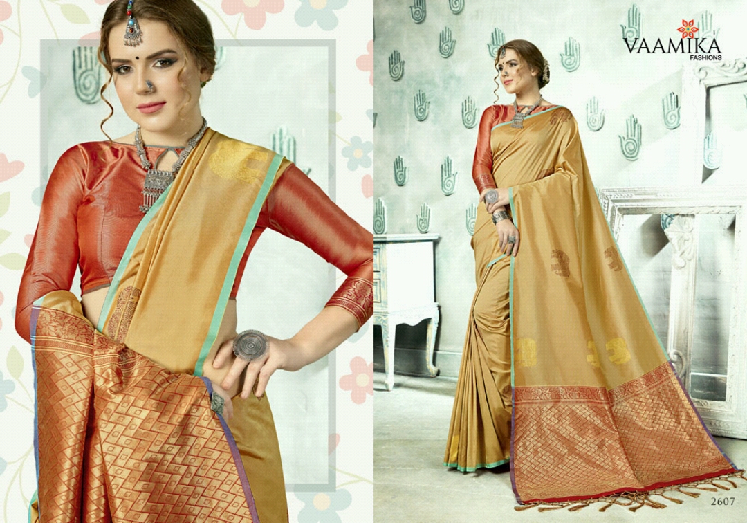Parnika Silk By Vaamika Fashion 2601 To 2610 Series Designer Beautiful Wedding Collection Colorful Fancy Party Wear & Occasional Wear Silk Sarees At Wholesale Price