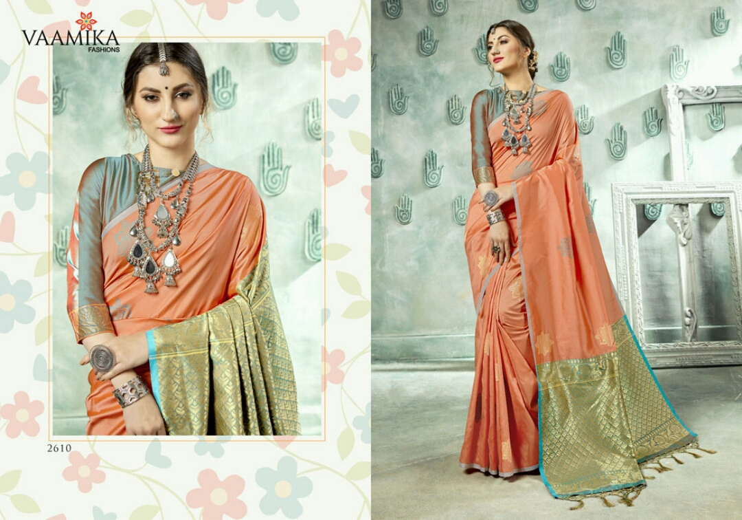 Parnika Silk By Vaamika Fashion 2601 To 2610 Series Designer Beautiful Wedding Collection Colorful Fancy Party Wear & Occasional Wear Silk Sarees At Wholesale Price