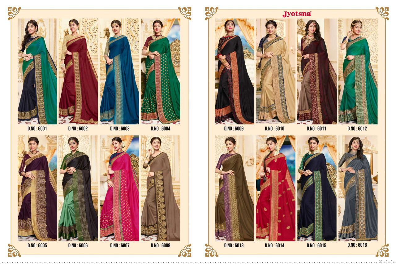 Parnitha By Jyotsana 6001 To 6016 Series Indian Traditional Wear Collection Beautiful Stylish Fancy Colorful Party Wear & Occasional Wear Fancy Sarees At Wholesale Price