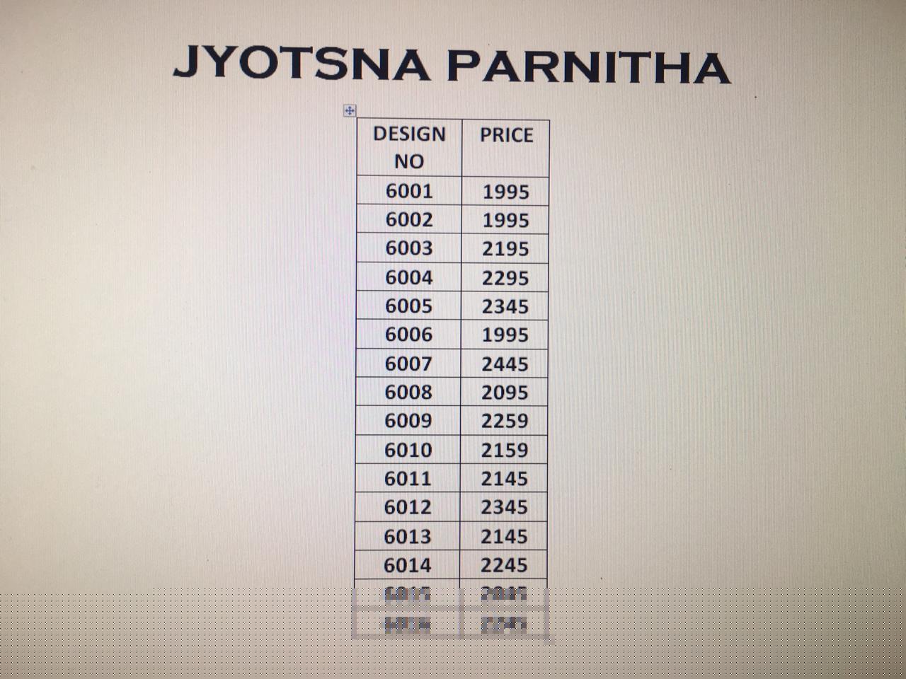 Parnitha By Jyotsana 6001 To 6016 Series Indian Traditional Wear Collection Beautiful Stylish Fancy Colorful Party Wear & Occasional Wear Fancy Sarees At Wholesale Price
