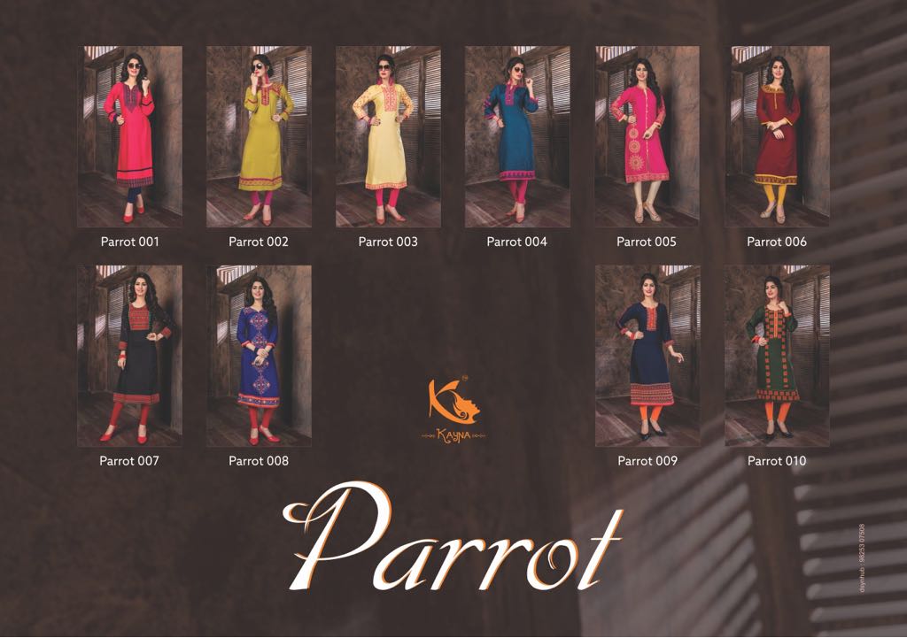 Parrot By Kayna 001 To 010 Series Beautiful Stylish Fancy Colorful Casual Wear & Ethnic Wear Rayon Printed Kurtis At Wholesale Price