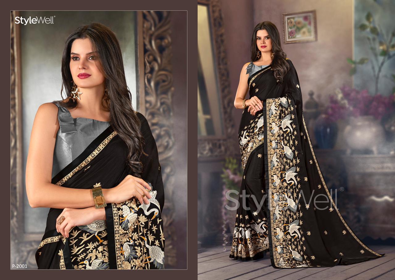 Parsi Saree By Stylewell 2001 To 2008 Series Indian Traditional Wear Collection Beautiful Stylish Fancy Colorful Party Wear & Occasional Wear Heritage Satin Digital Printed Sarees At Wholesale Price