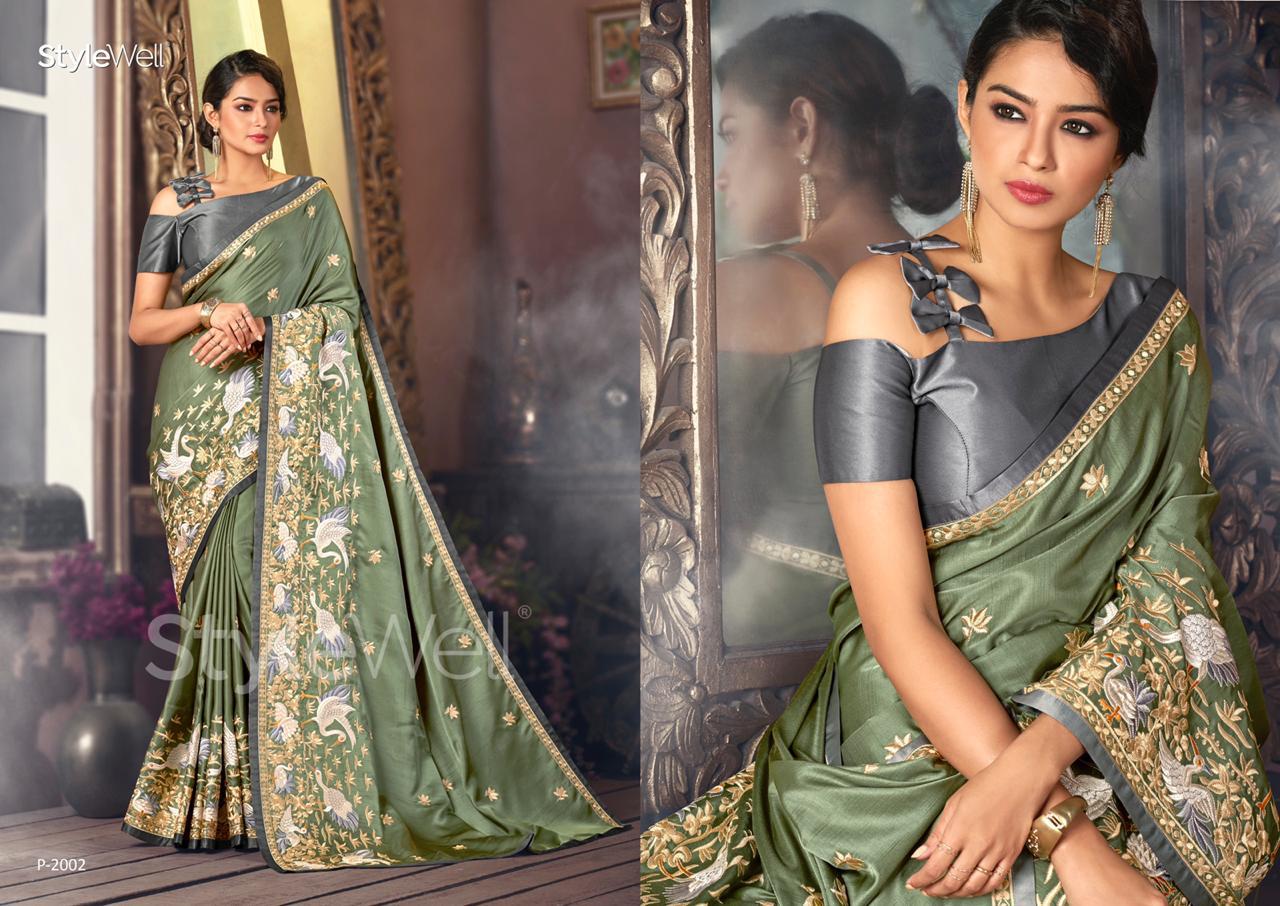 Parsi Saree By Stylewell 2001 To 2008 Series Indian Traditional Wear Collection Beautiful Stylish Fancy Colorful Party Wear & Occasional Wear Heritage Satin Digital Printed Sarees At Wholesale Price