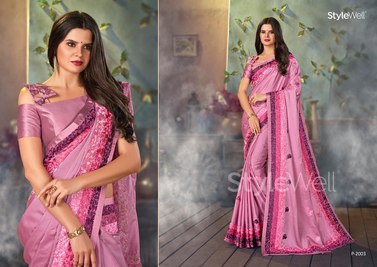 Parsi Saree By Stylewell 2001 To 2008 Series Indian Traditional Wear Collection Beautiful Stylish Fancy Colorful Party Wear & Occasional Wear Heritage Satin Digital Printed Sarees At Wholesale Price