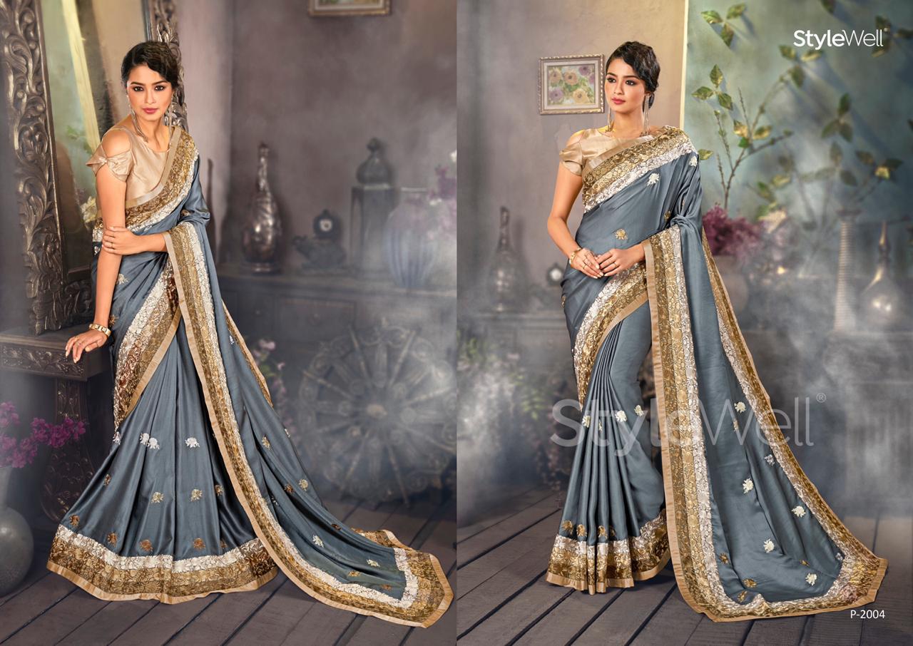 Parsi Saree By Stylewell 2001 To 2008 Series Indian Traditional Wear Collection Beautiful Stylish Fancy Colorful Party Wear & Occasional Wear Heritage Satin Digital Printed Sarees At Wholesale Price