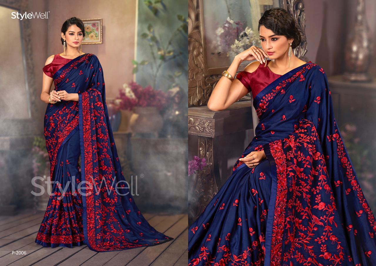 Parsi Saree By Stylewell 2001 To 2008 Series Indian Traditional Wear Collection Beautiful Stylish Fancy Colorful Party Wear & Occasional Wear Heritage Satin Digital Printed Sarees At Wholesale Price