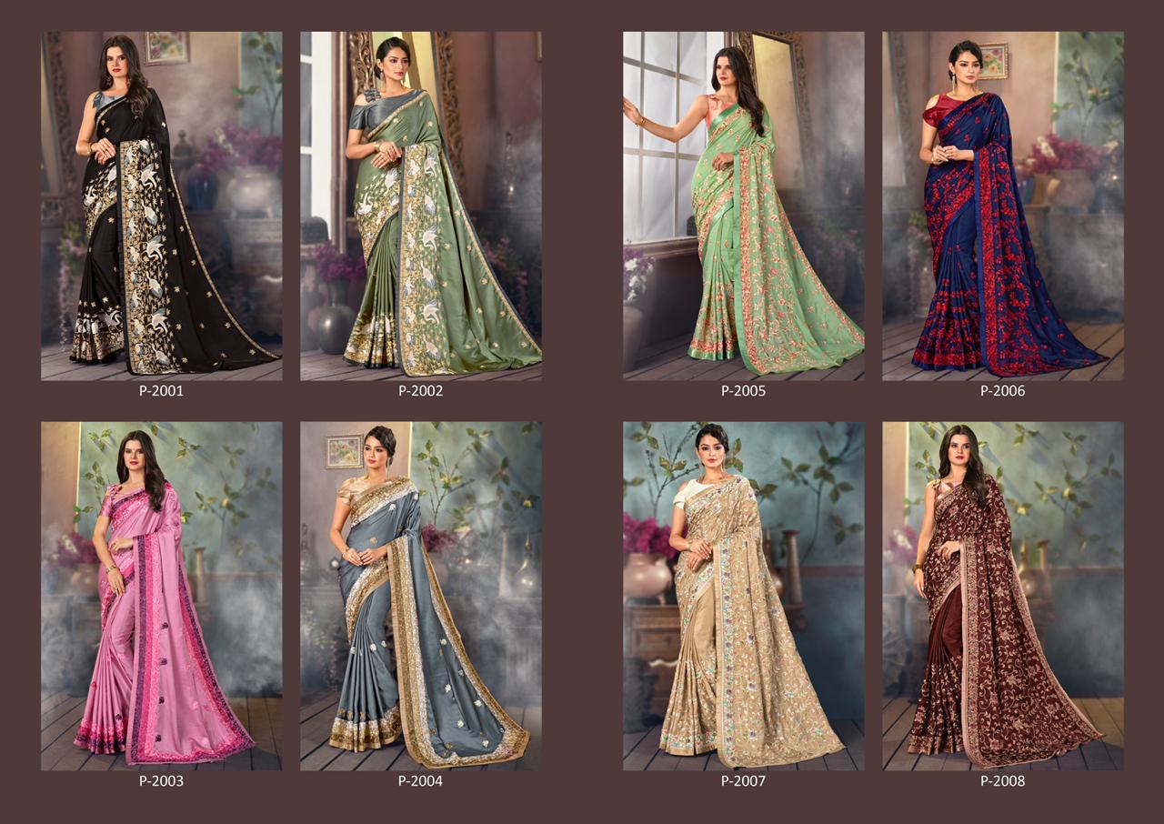 Parsi Saree By Stylewell 2001 To 2008 Series Indian Traditional Wear Collection Beautiful Stylish Fancy Colorful Party Wear & Occasional Wear Heritage Satin Digital Printed Sarees At Wholesale Price