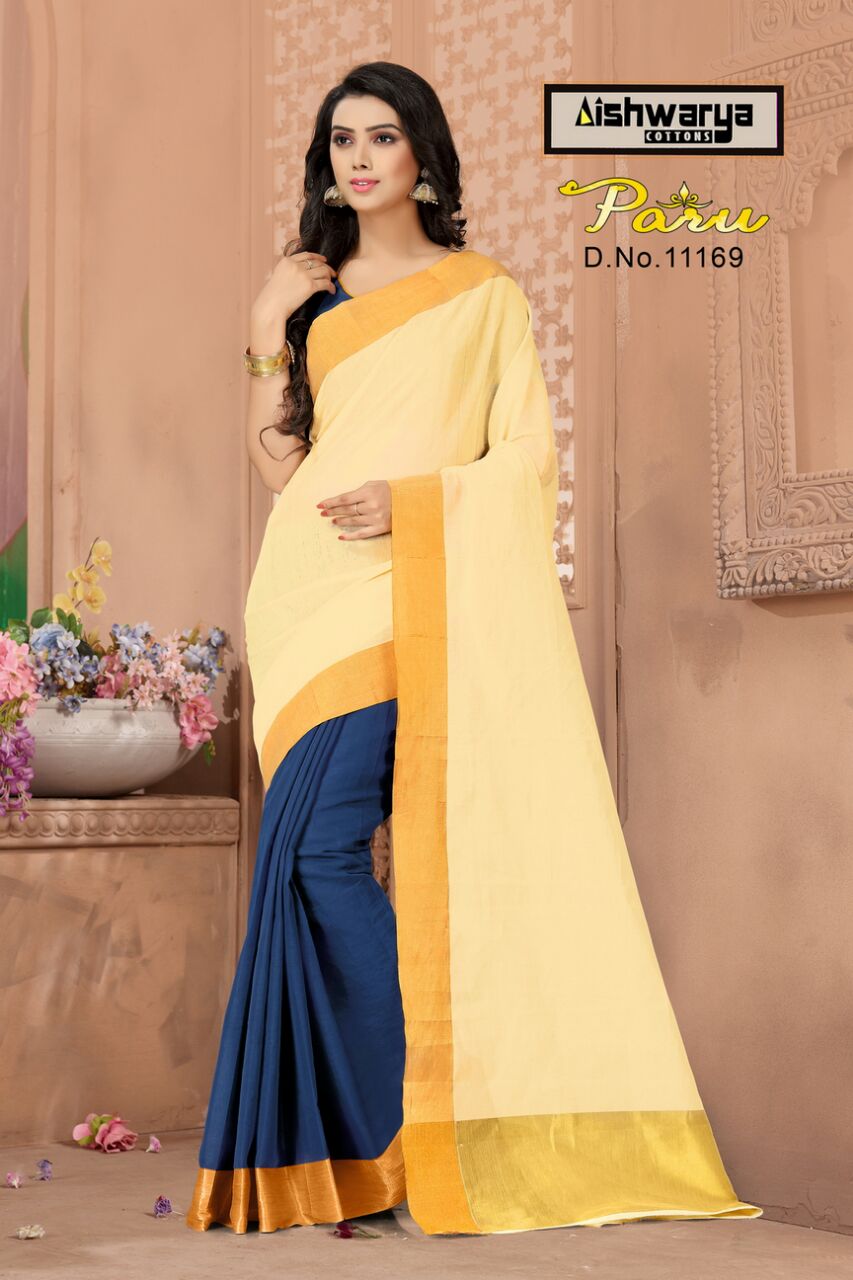 Paru By Aishwarya 11168 To 11175 Series Beautiful Colorful Fancy Stylish Party Wear & Occasional Wear Pure Cotton Sarees At Wholesale Price