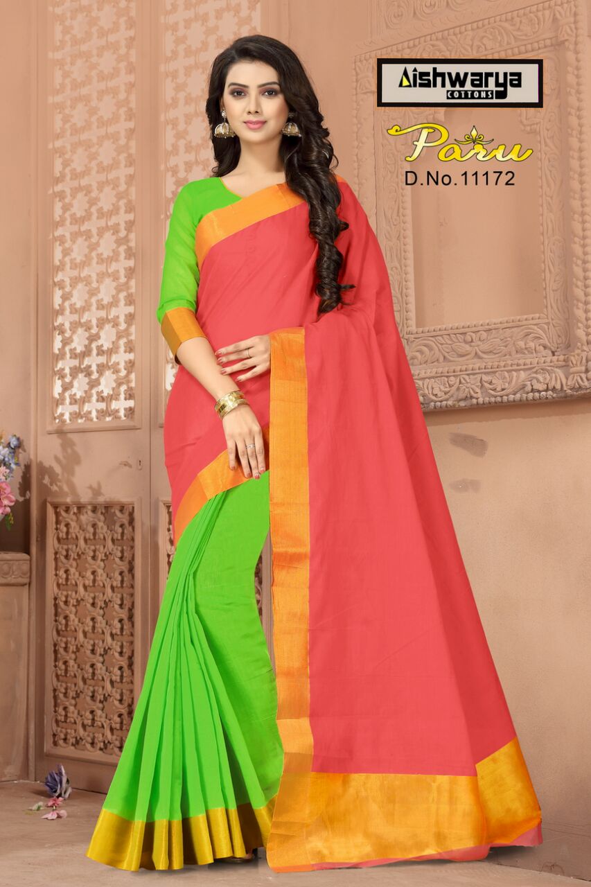 Paru By Aishwarya 11168 To 11175 Series Beautiful Colorful Fancy Stylish Party Wear & Occasional Wear Pure Cotton Sarees At Wholesale Price
