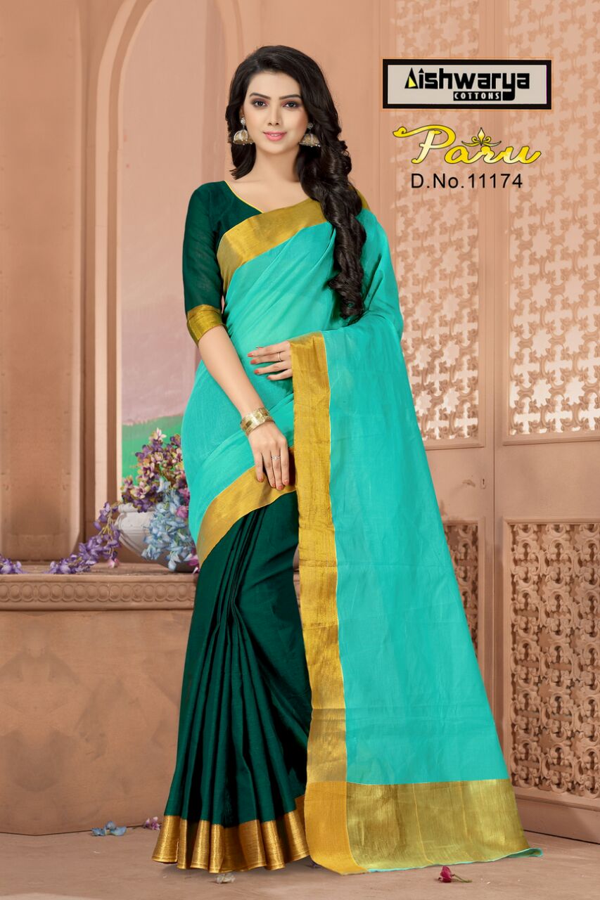Paru By Aishwarya 11168 To 11175 Series Beautiful Colorful Fancy Stylish Party Wear & Occasional Wear Pure Cotton Sarees At Wholesale Price