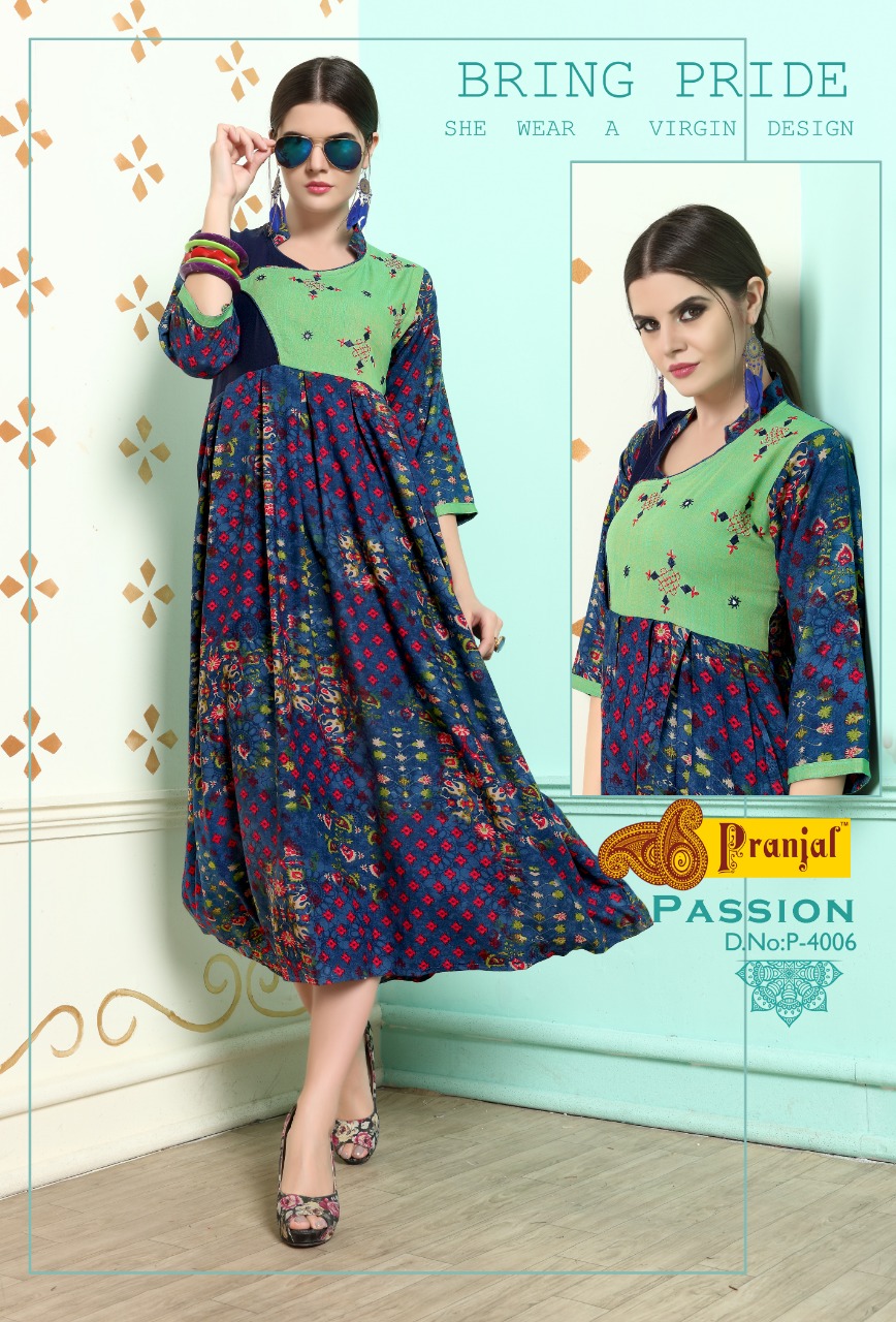 Passion Vol-4 By Kaamiri 4001 To 4009 Series Beautiful Designer Colorful Stylish Fancy Casual Wear & Ethnic Wear & Ready To Wear Rayon Printed Kurtis At Wholesale Price