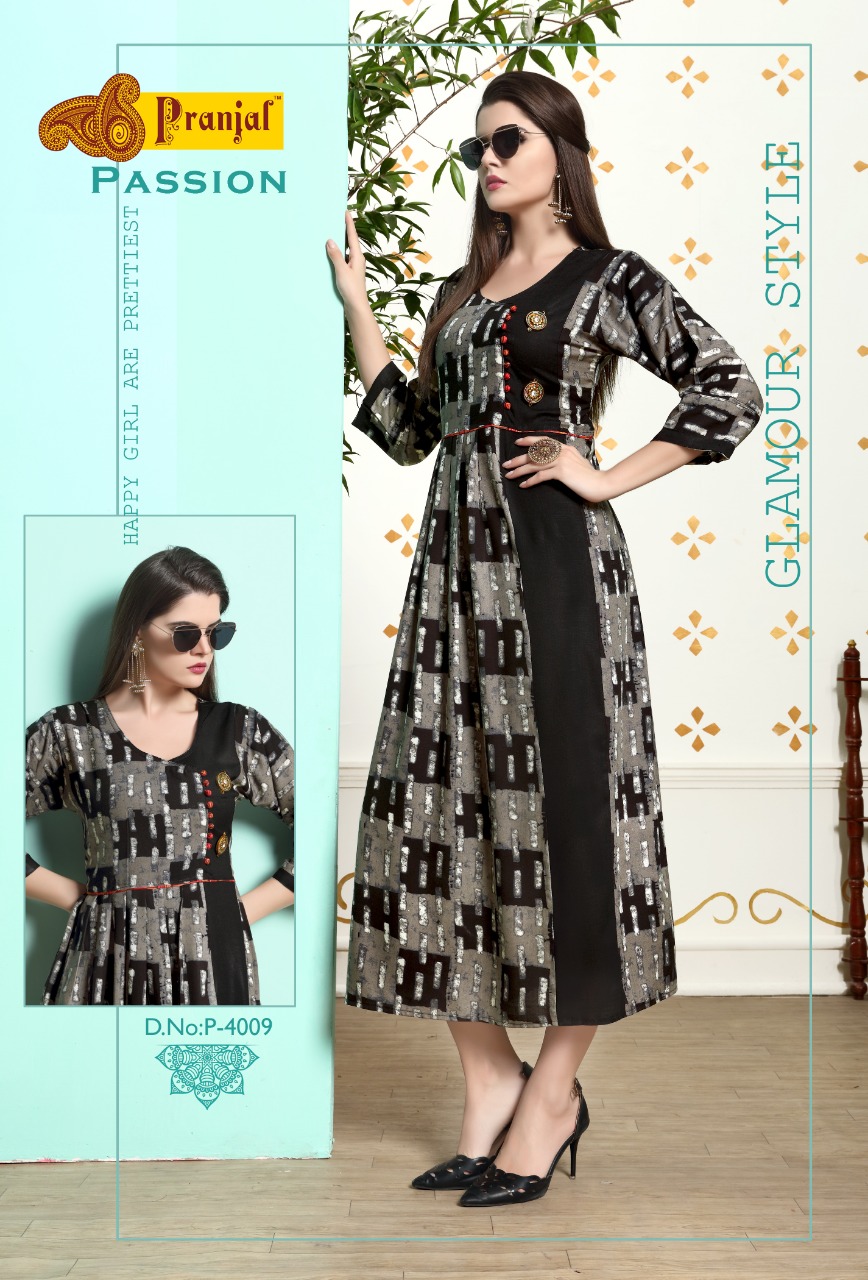 Passion Vol-4 By Kaamiri 4001 To 4009 Series Beautiful Designer Colorful Stylish Fancy Casual Wear & Ethnic Wear & Ready To Wear Rayon Printed Kurtis At Wholesale Price