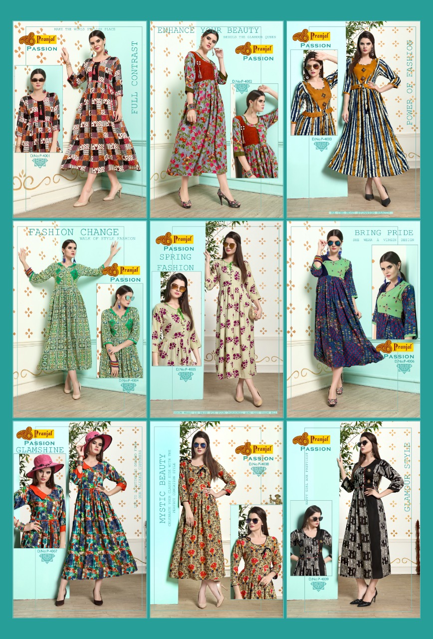 Passion Vol-4 By Kaamiri 4001 To 4009 Series Beautiful Designer Colorful Stylish Fancy Casual Wear & Ethnic Wear & Ready To Wear Rayon Printed Kurtis At Wholesale Price