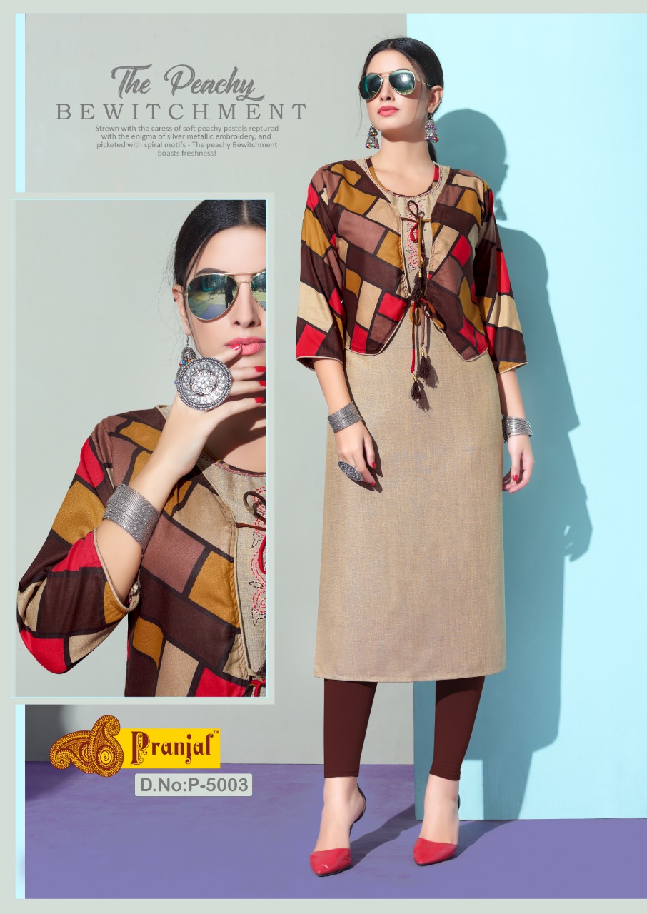 Passion Vol-5 By Pranjal 5001 To 5009 Series Beautiful Colorful Stylish Fancy Casual Wear & Ethnic Wear & Ready To Wear Rayon Slub Printed Kurtis At Wholesale Price