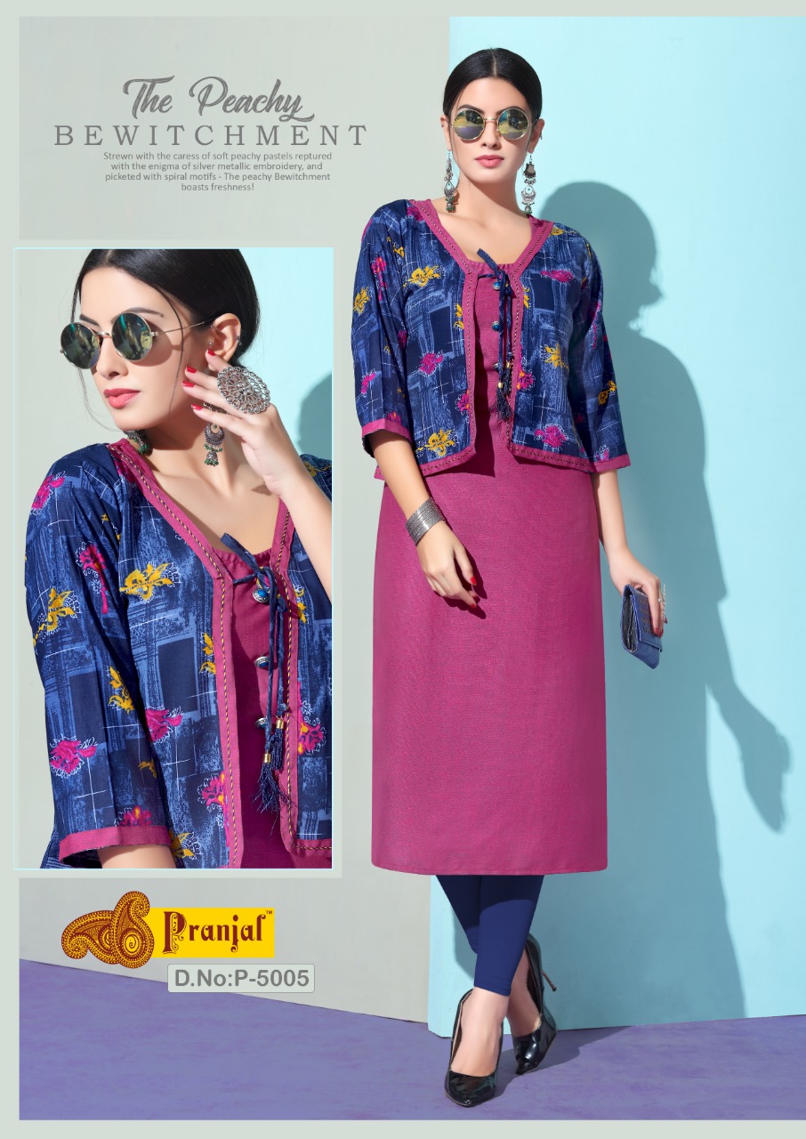 Passion Vol-5 By Pranjal 5001 To 5009 Series Beautiful Colorful Stylish Fancy Casual Wear & Ethnic Wear & Ready To Wear Rayon Slub Printed Kurtis At Wholesale Price