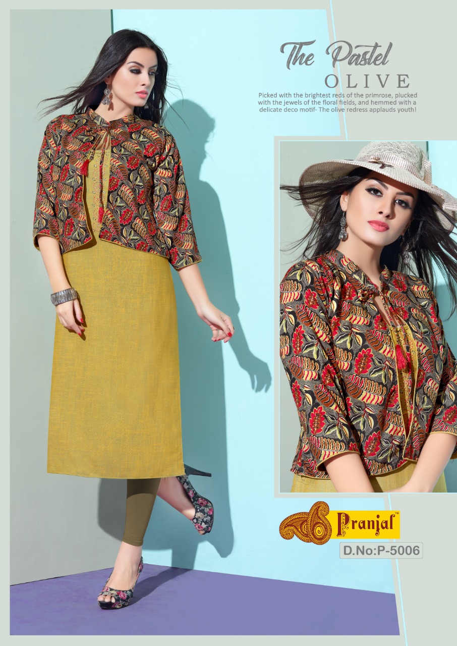 Passion Vol-5 By Pranjal 5001 To 5009 Series Beautiful Colorful Stylish Fancy Casual Wear & Ethnic Wear & Ready To Wear Rayon Slub Printed Kurtis At Wholesale Price