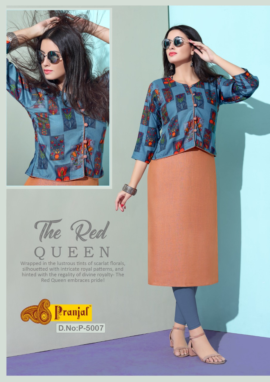 Passion Vol-5 By Pranjal 5001 To 5009 Series Beautiful Colorful Stylish Fancy Casual Wear & Ethnic Wear & Ready To Wear Rayon Slub Printed Kurtis At Wholesale Price