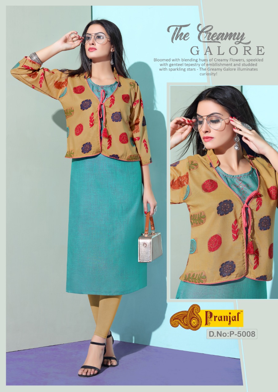 Passion Vol-5 By Pranjal 5001 To 5009 Series Beautiful Colorful Stylish Fancy Casual Wear & Ethnic Wear & Ready To Wear Rayon Slub Printed Kurtis At Wholesale Price