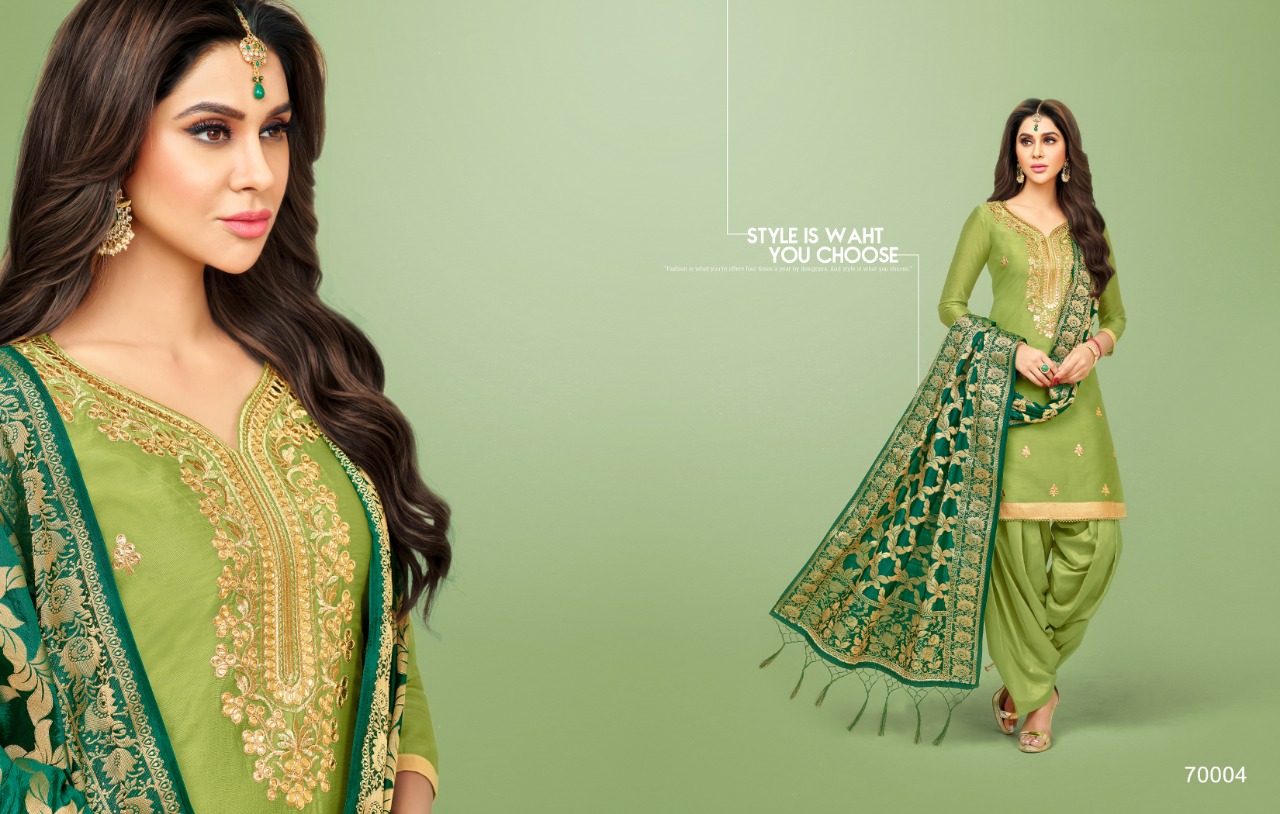 Patiala Phillauri By Niharika Fashion 70002 To 70007 Series Designer Patiyala Suits Collection Beautiful Stylish Fancy Colorful Party Wear & Occasional Wear Heavy Jam Silk Embroidered Dresses At Wholesale Price