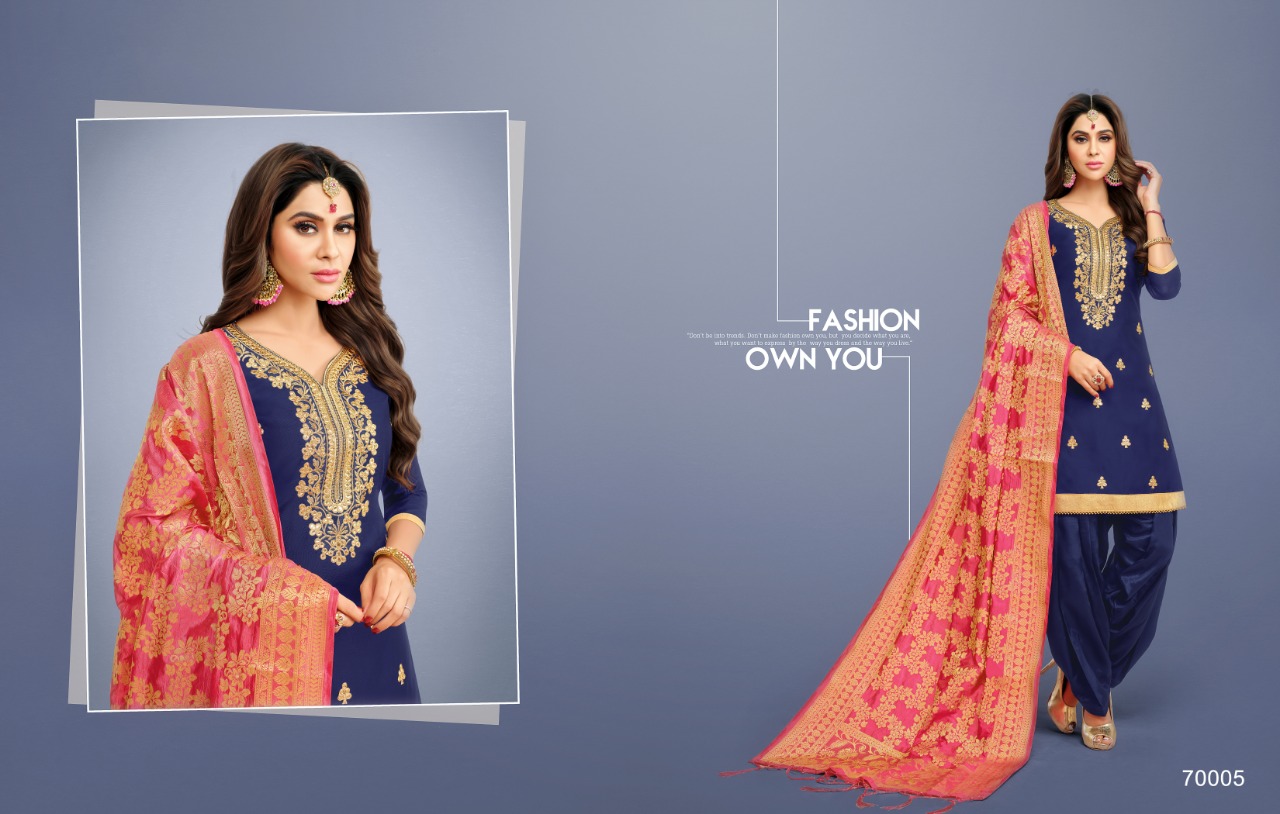 Patiala Phillauri By Niharika Fashion 70002 To 70007 Series Designer Patiyala Suits Collection Beautiful Stylish Fancy Colorful Party Wear & Occasional Wear Heavy Jam Silk Embroidered Dresses At Wholesale Price