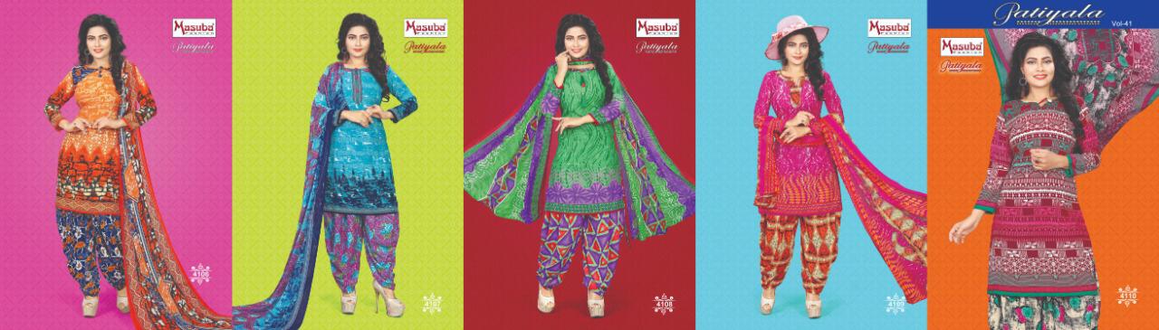 Patiyala Vol-41 By Masuba Fashion 4101 To 4110 Series Indian Traditional Wear Collection Beautiful Stylish Fancy Colorful Party Wear & Wear Crepe Printed Dress At Wholesale Price