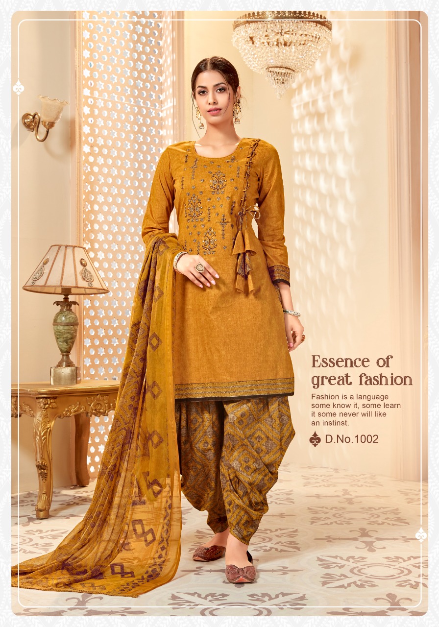 Patiyala Dream By Floreon Trends 1001 To 1010 Series Beautiful Suits Stylish Fancy Colorful Casual Wear & Ethnic Wear Cambric Cotton Printed With Embroidery Dresses At Wholesale Price