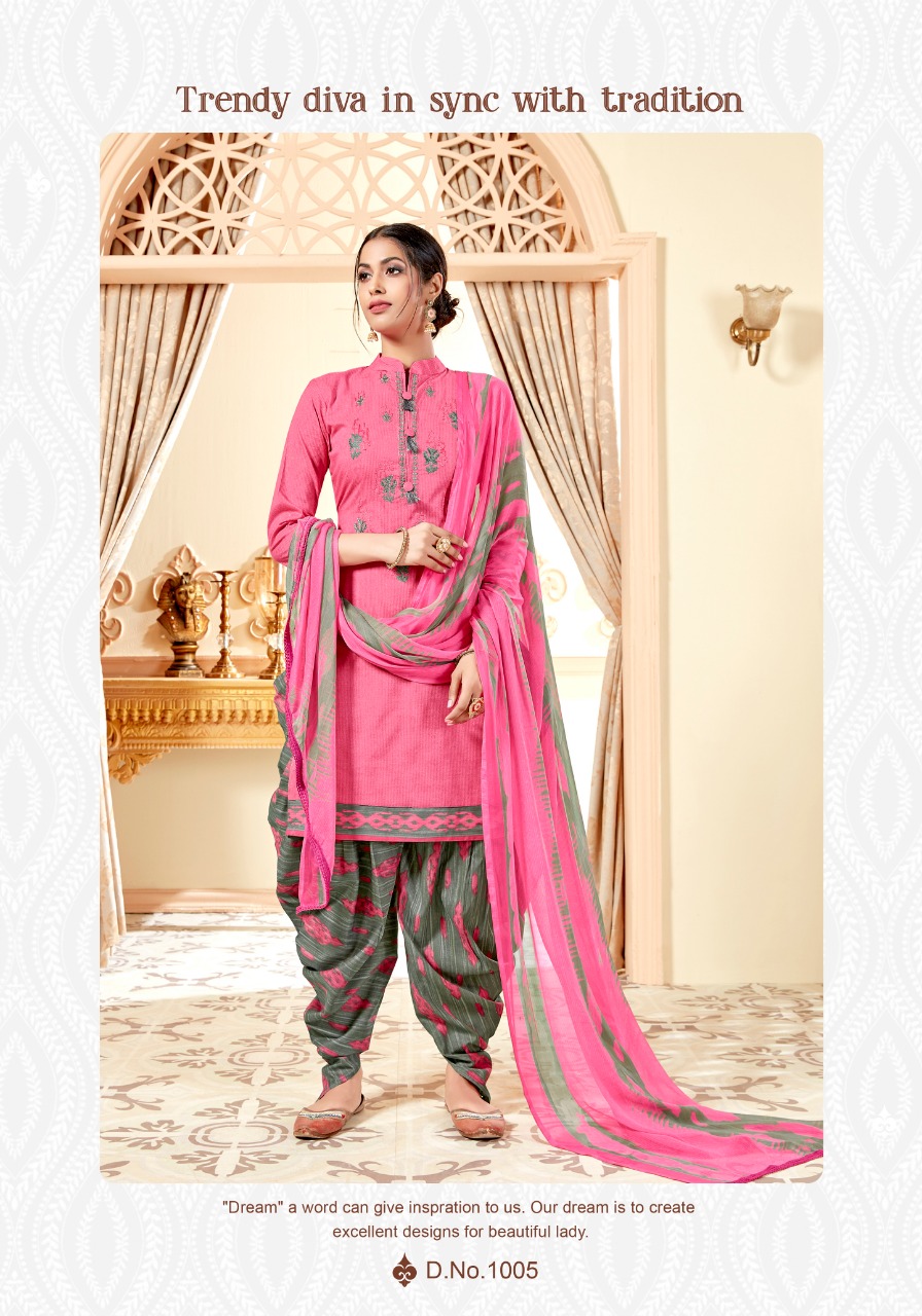 Patiyala Dream By Floreon Trends 1001 To 1010 Series Beautiful Suits Stylish Fancy Colorful Casual Wear & Ethnic Wear Cambric Cotton Printed With Embroidery Dresses At Wholesale Price