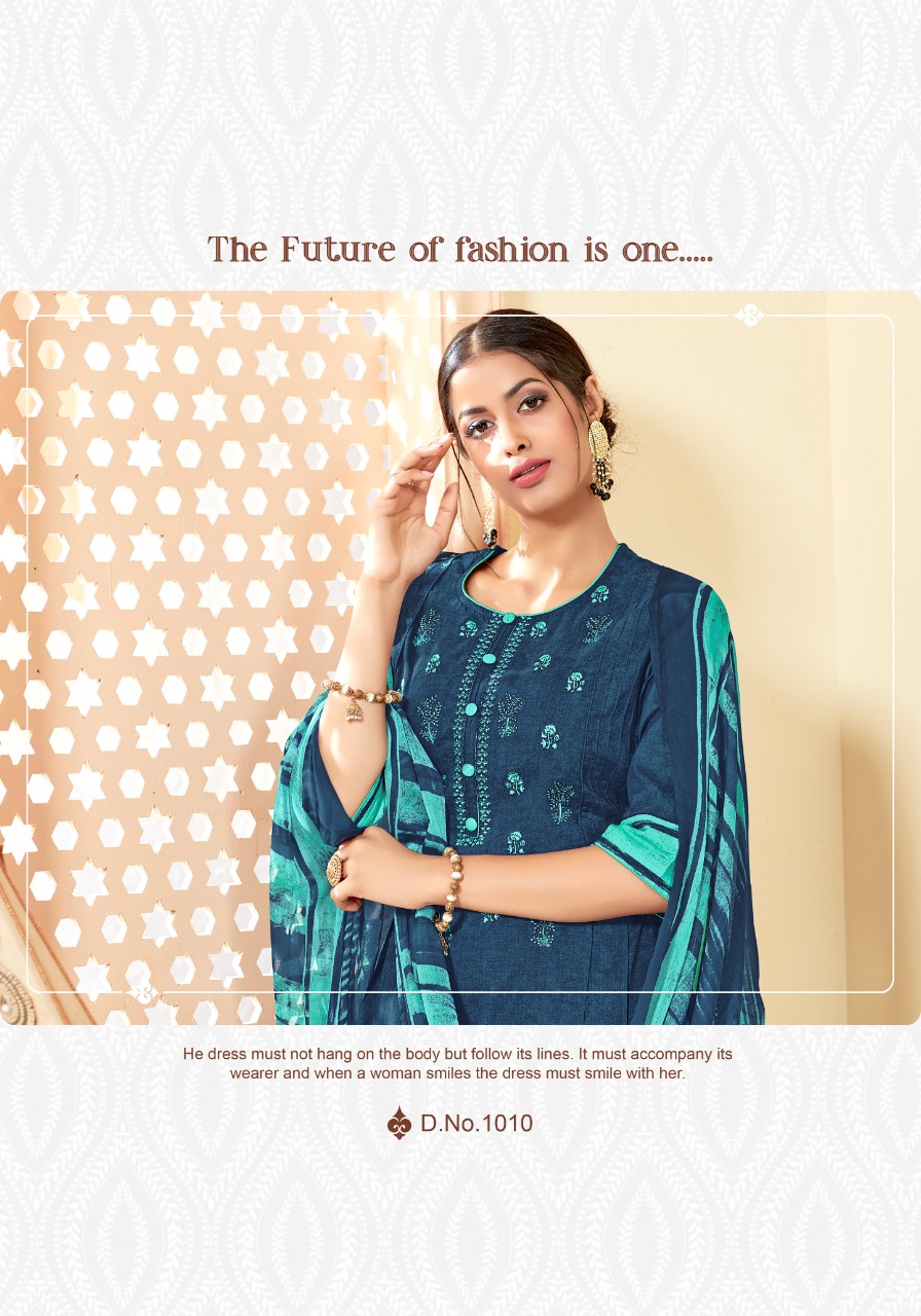 Patiyala Dream By Floreon Trends 1001 To 1010 Series Beautiful Suits Stylish Fancy Colorful Casual Wear & Ethnic Wear Cambric Cotton Printed With Embroidery Dresses At Wholesale Price