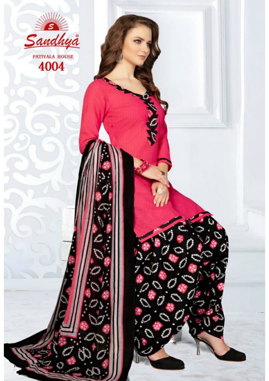 Patiyala House Vol-4 By Sandhya 4001 To 4015 Series Designer Patiyala Suits Collection Beautiful Stylish Fancy Colorful Party Wear & Ethnic Wear Pure Cotton Printed Dresses At Wholesale Price