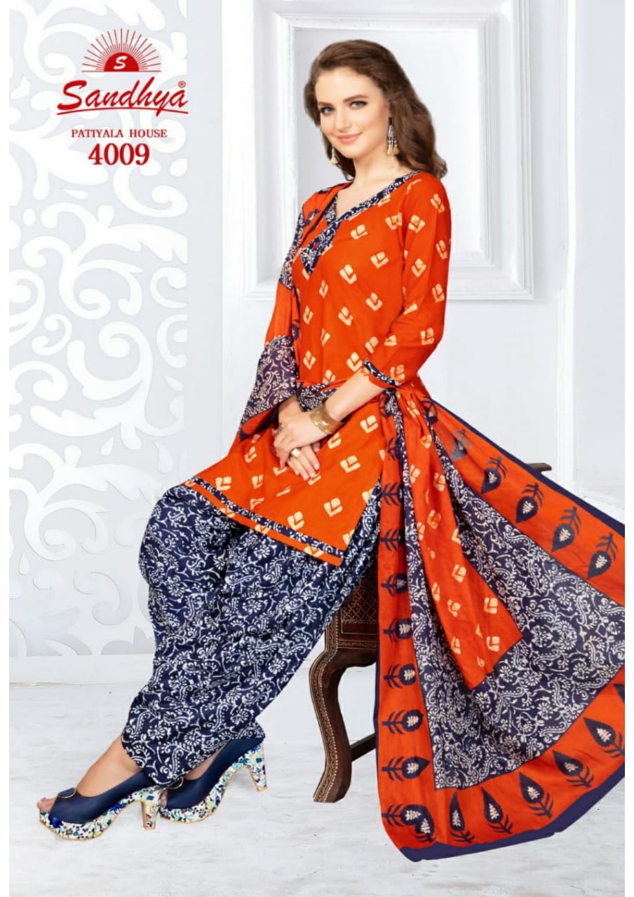 Patiyala House Vol-4 By Sandhya 4001 To 4015 Series Designer Patiyala Suits Collection Beautiful Stylish Fancy Colorful Party Wear & Ethnic Wear Pure Cotton Printed Dresses At Wholesale Price
