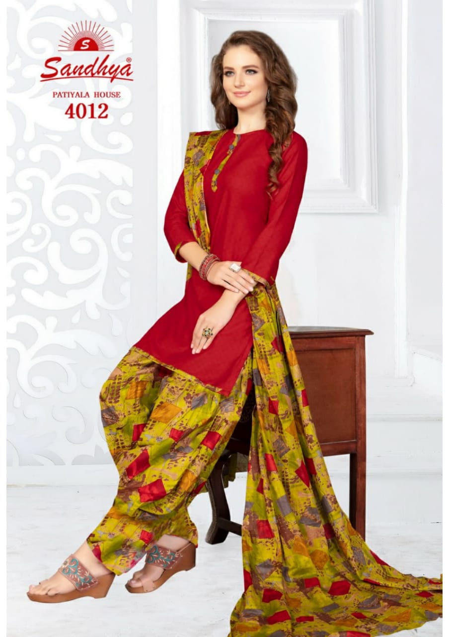 Patiyala House Vol-4 By Sandhya 4001 To 4015 Series Designer Patiyala Suits Collection Beautiful Stylish Fancy Colorful Party Wear & Ethnic Wear Pure Cotton Printed Dresses At Wholesale Price