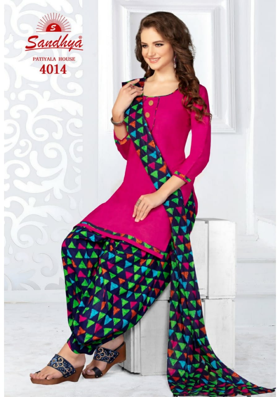 Patiyala House Vol-4 By Sandhya 4001 To 4015 Series Designer Patiyala Suits Collection Beautiful Stylish Fancy Colorful Party Wear & Ethnic Wear Pure Cotton Printed Dresses At Wholesale Price