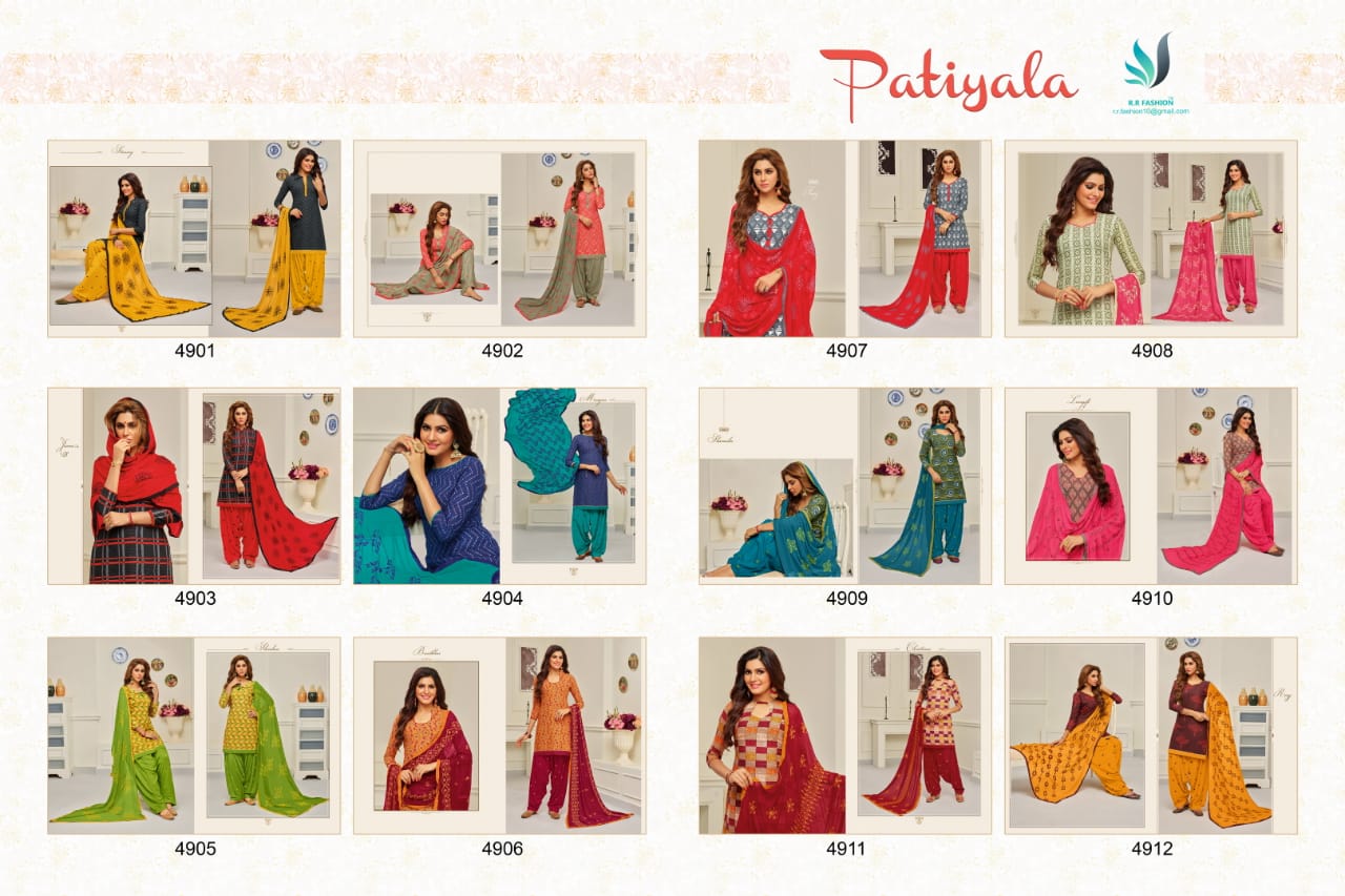 Patiyala By Rr Fashion 4901 To 4912 Series Patiyala Suits Beautiful Suits Colorful Stylish Fancy Casual Wear & Ethnic Wear Cotton Lining Printed Dresses At Wholesale Price