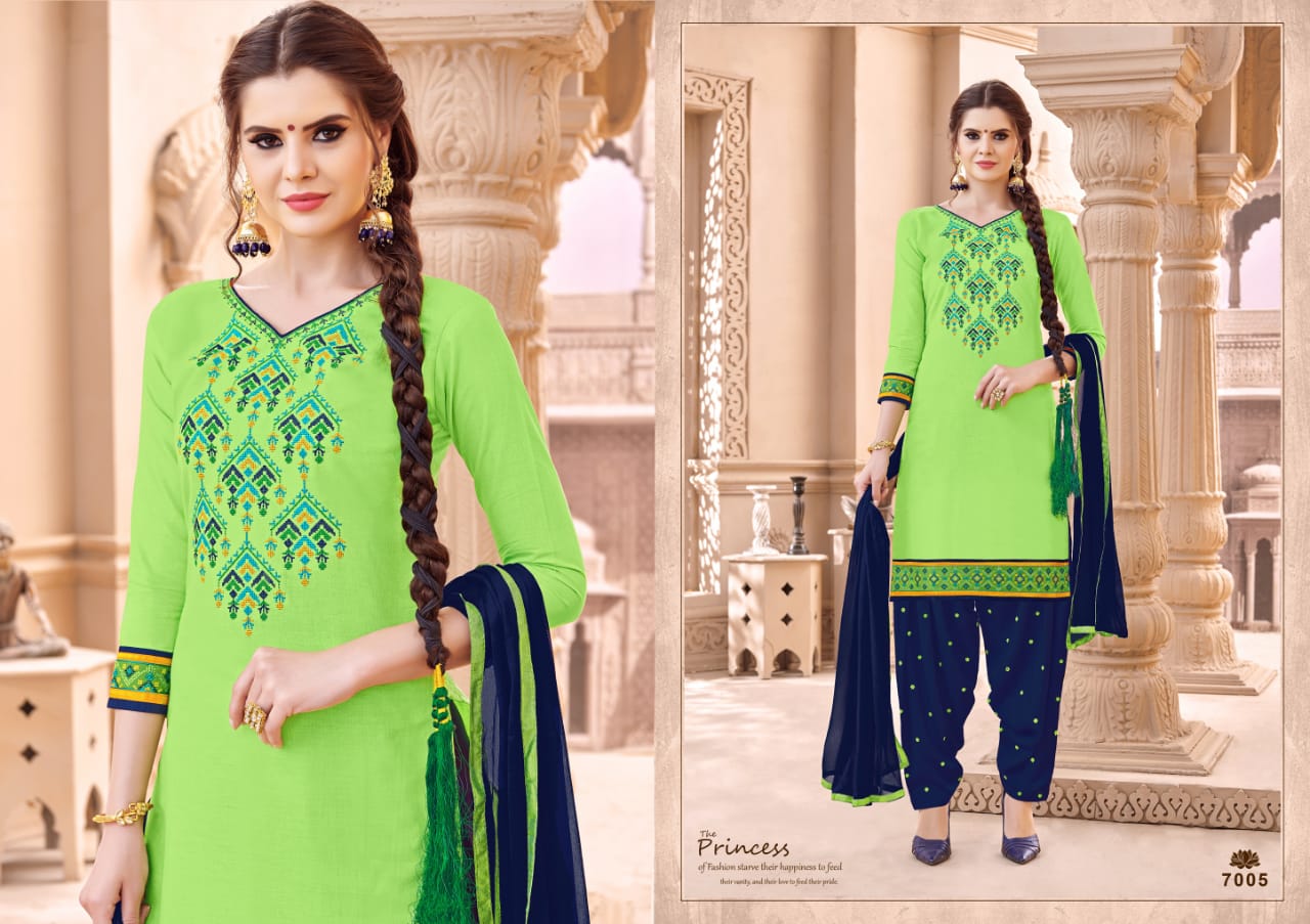 Patiyala Silk By Shri Mahavir Fashion 7001 To 7012 Series Beautiful Patiyala Suits Colorful Stylish Fancy Casual Wear & Ethnic Wear Glace Cotton Embroidered Dresses At Wholesale Price