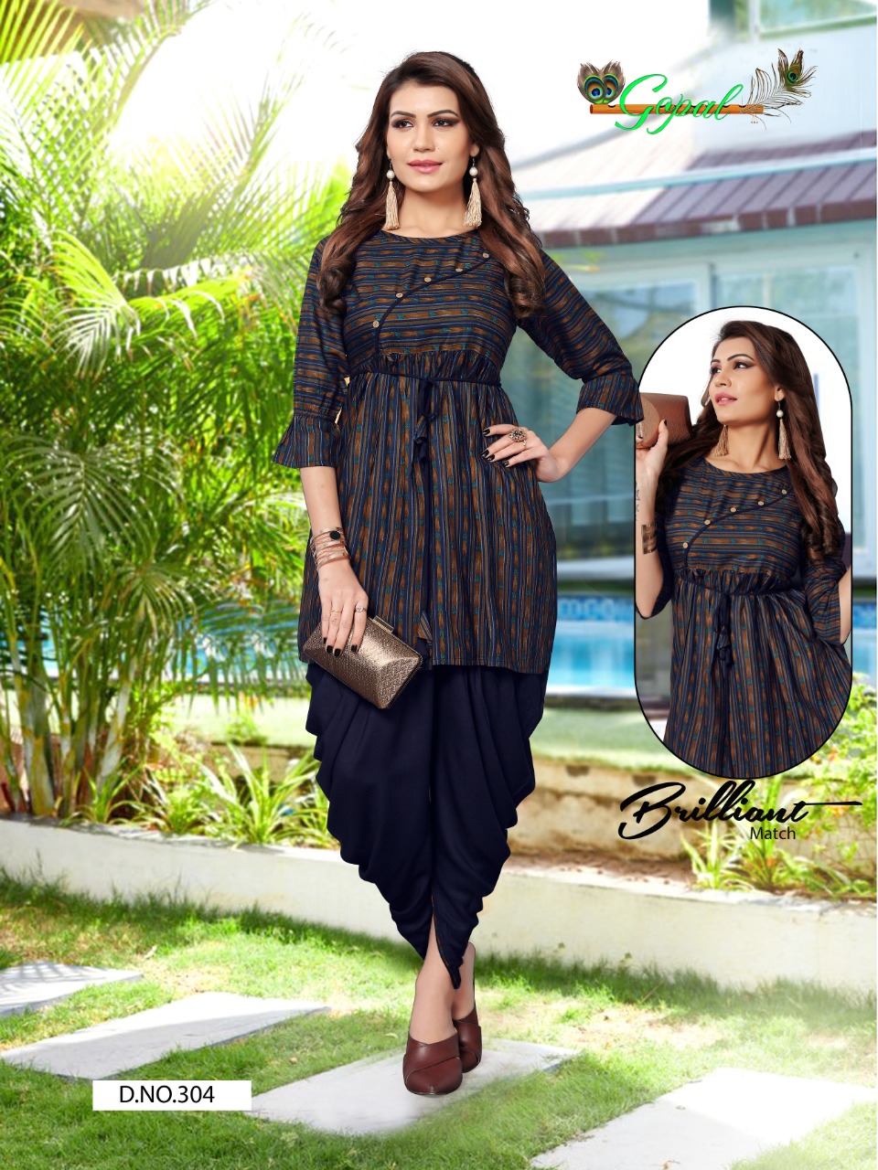 Patola Vol-3 By Gopal 301 To 308 Series Beautiful Colorful Stylish Fancy Casual Wear & Ethnic Wear & Ready To Wear Pure Rayon Printed Kurtis & Dhotis At Wholesale Price