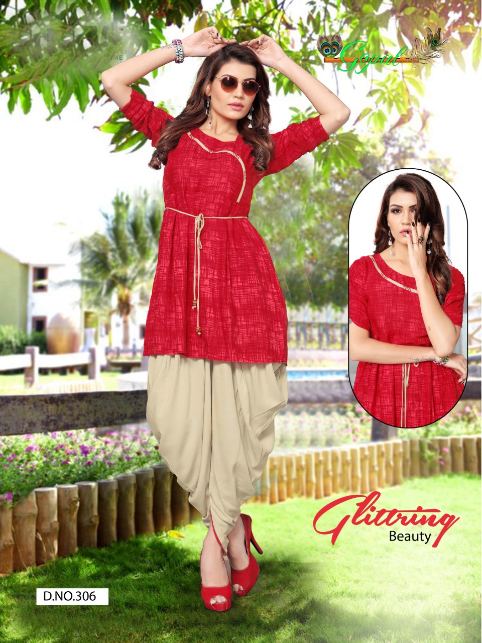 Patola Vol-3 By Gopal 301 To 308 Series Beautiful Colorful Stylish Fancy Casual Wear & Ethnic Wear & Ready To Wear Pure Rayon Printed Kurtis & Dhotis At Wholesale Price