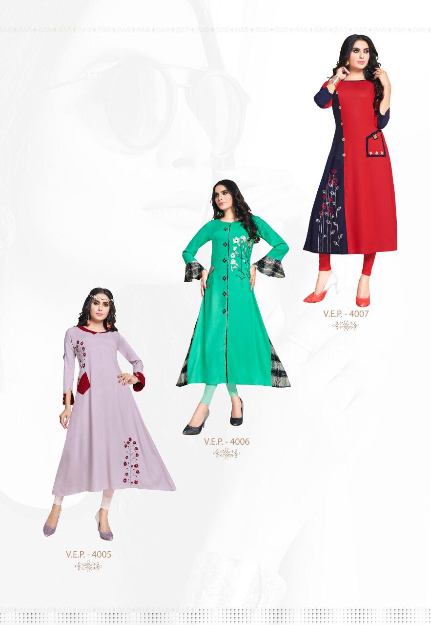 Payal Vol-4 By Vilohit Enterprise 4001 To 4007 Series Indian Traditional Wear Collection Beautiful Stylish Fancy Colorful Party Wear & Occasional Wear Heavy Rayon Printed Kurtis At Wholesale Price